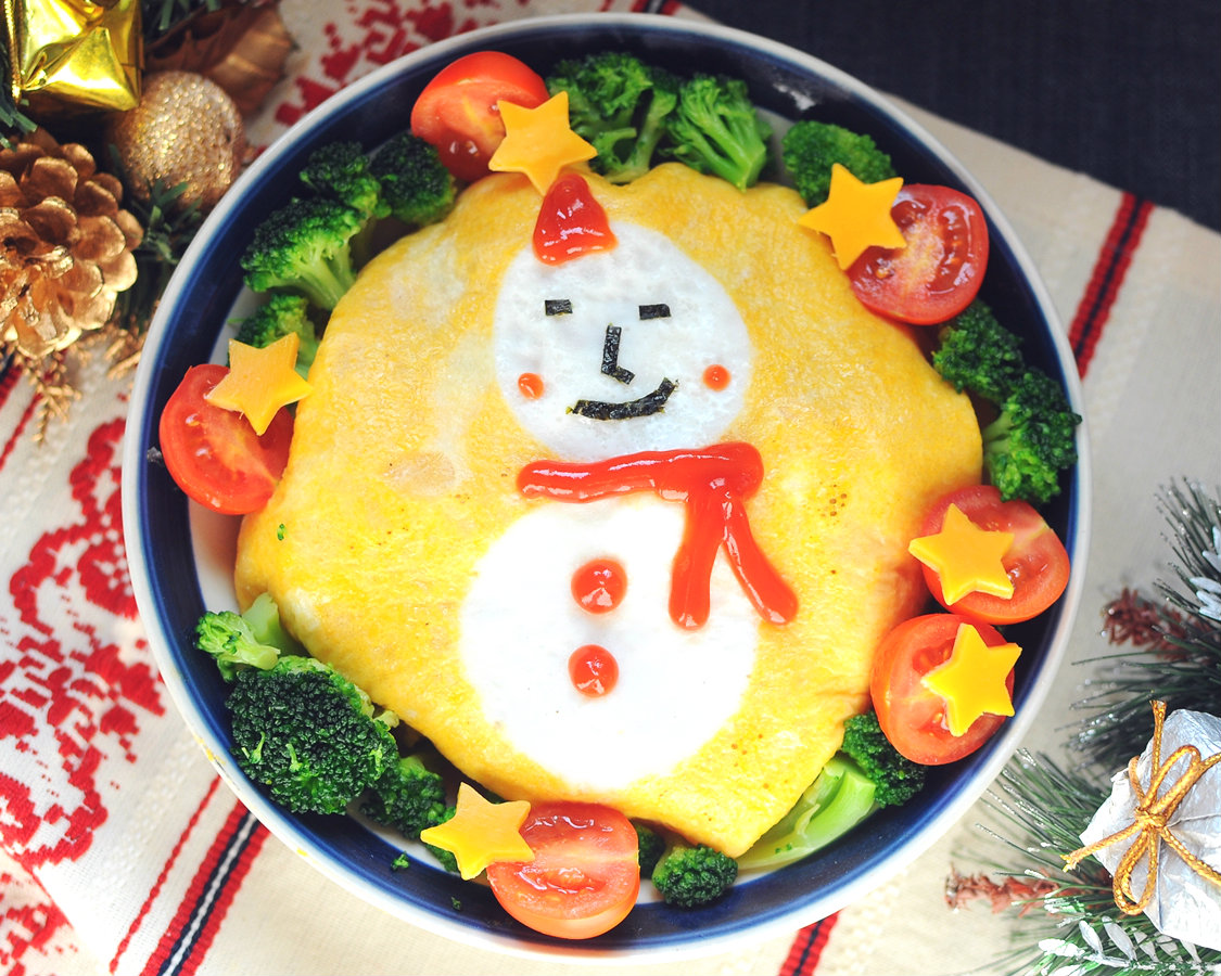 來吃雪人啦！簡易造型蛋包麵