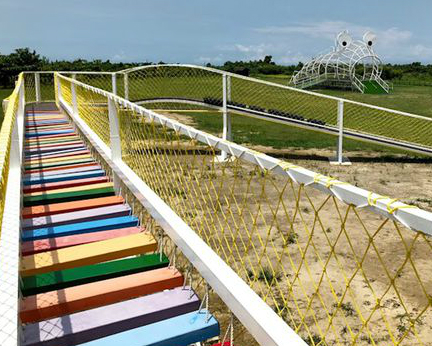 彩色踏板叮叮噹，菱形繩網步步驚心～新竹水資源公園