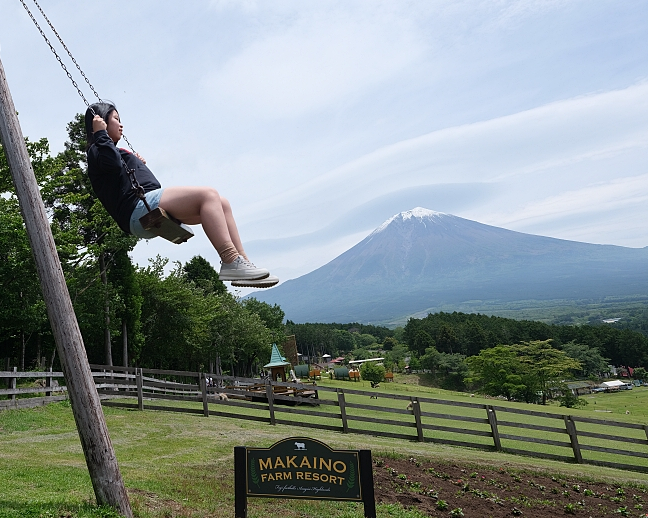 同框富士山鞦韆，濃醇香鮮奶霜淇淋可麗餅來一組～日本馬飼野牧場