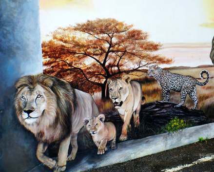 一秒到非洲，超逼真野生動物3D彩繪～彰化興華國小